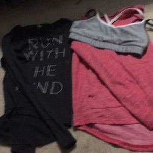 Two old navy long sleeve shirts and a bra